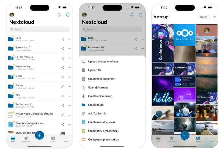 Preview of Nextcloud mobile app interface in light mode